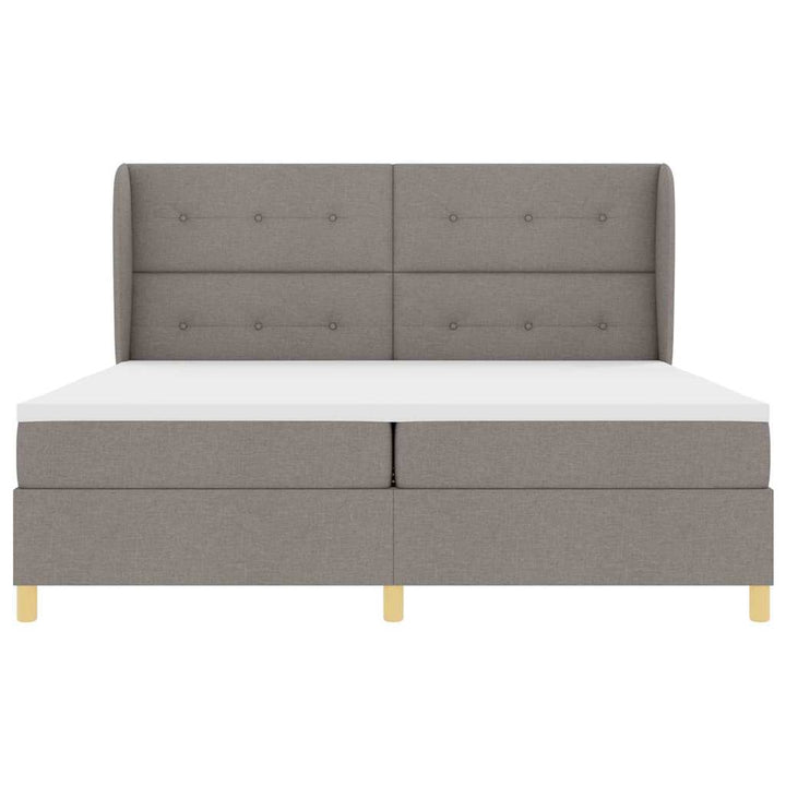 Box spring seng med hovedgærde Gråbrun 200 x 200 cm Stof