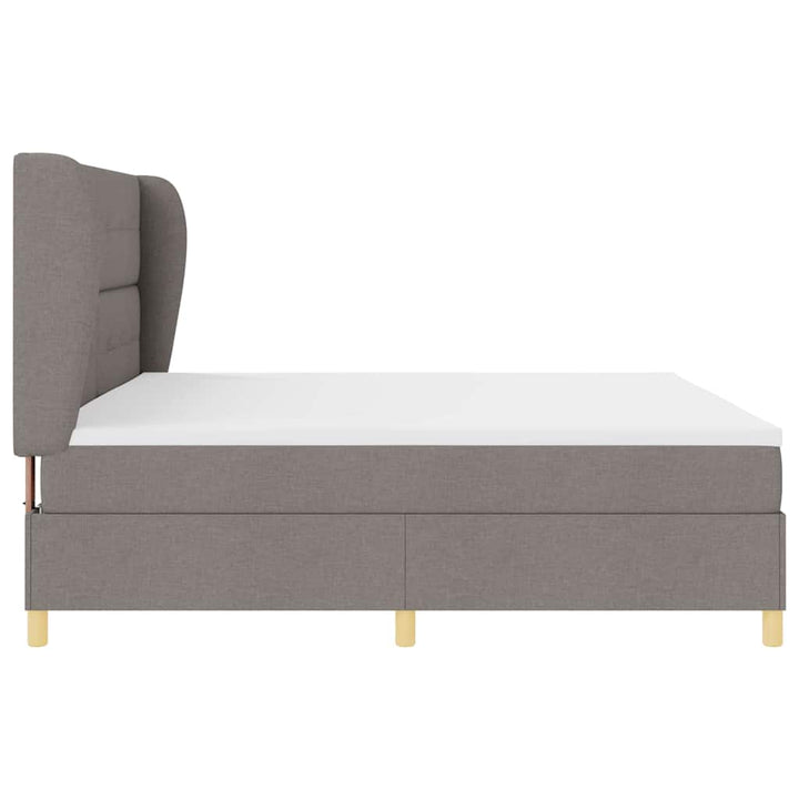 Box spring seng med hovedgærde Gråbrun 200 x 200 cm Stof