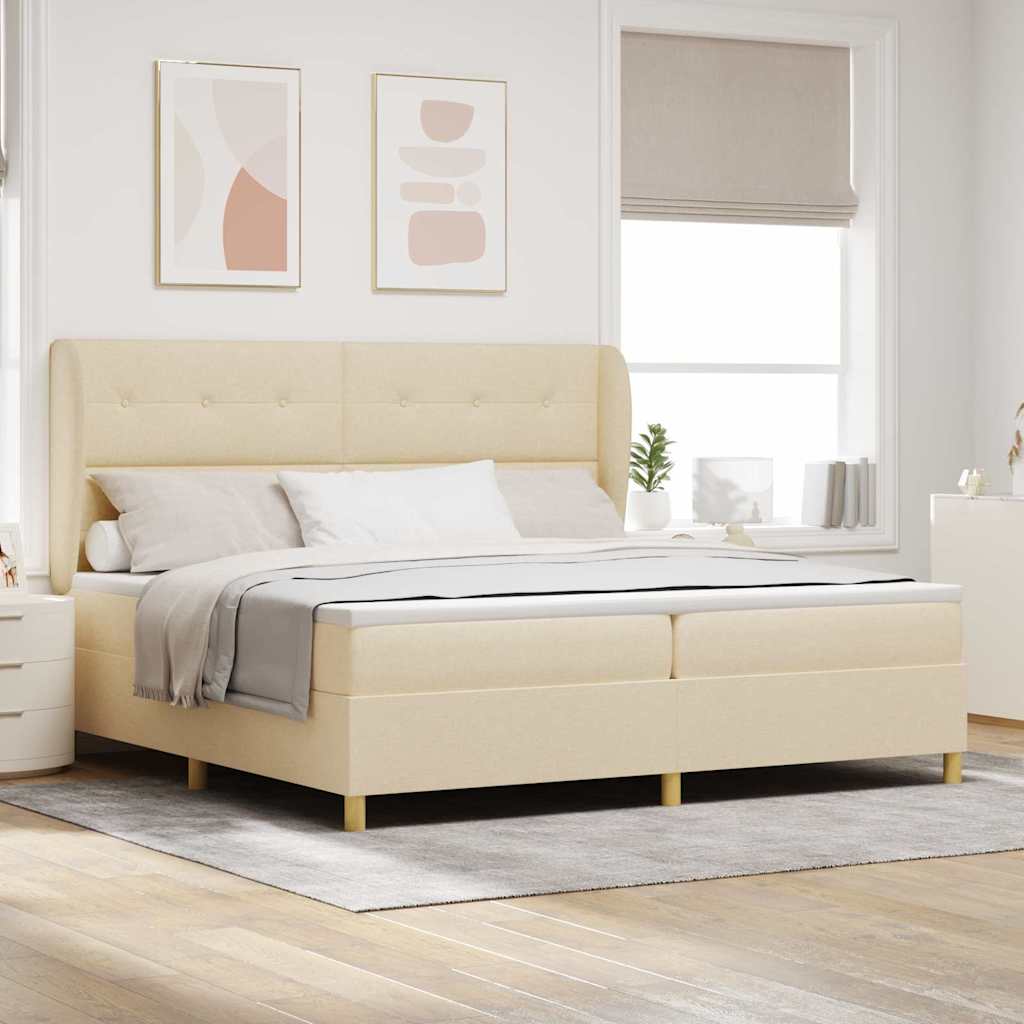 Box spring seng med madras Creme 200 x 200 cm Stof