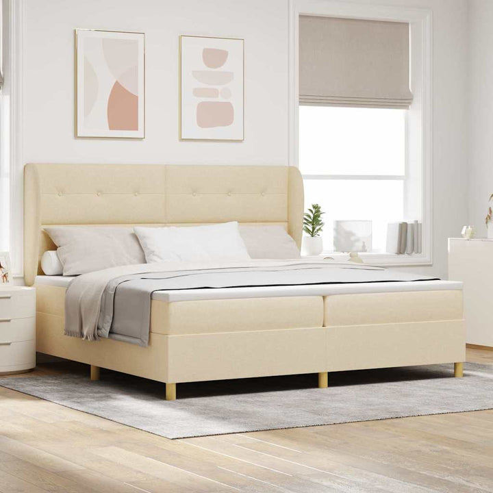 Box spring seng med madras Creme 200 x 200 cm Stof