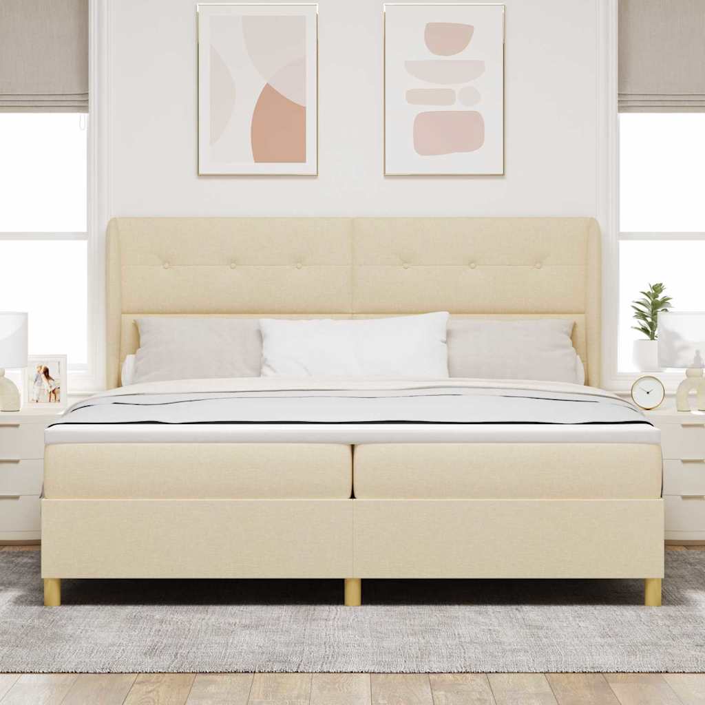 Box spring seng med madras Creme 200 x 200 cm Stof