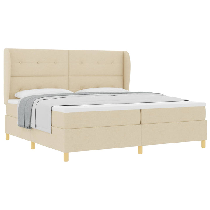 Box spring seng med madras Creme 200 x 200 cm Stof
