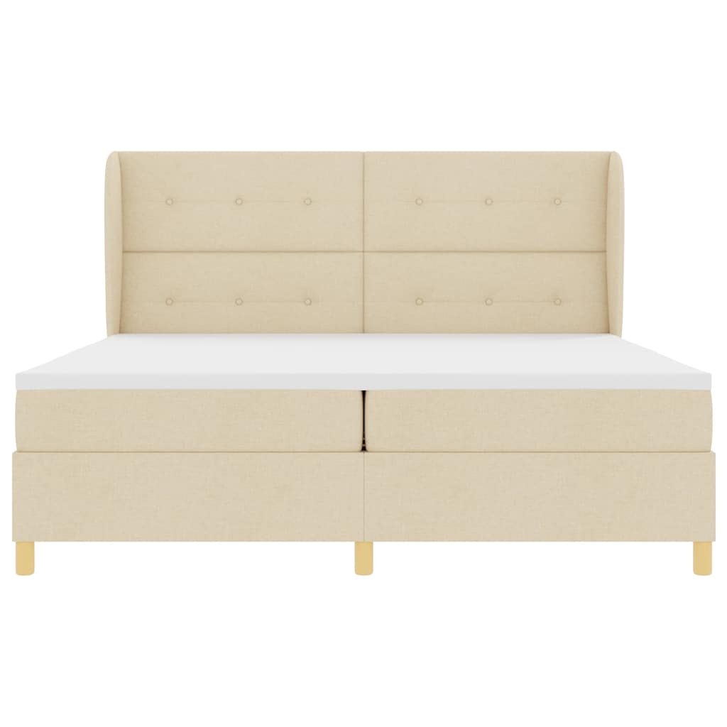 Box spring seng med madras Creme 200 x 200 cm Stof