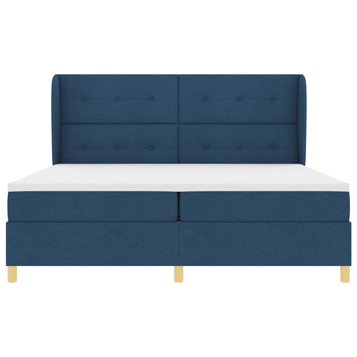 Box spring seng med madras med hovedgærde Blå 200 x 200 cm Stof