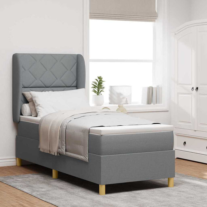 Box spring seng med madras Lysegrå 200 x 80 cm Stof