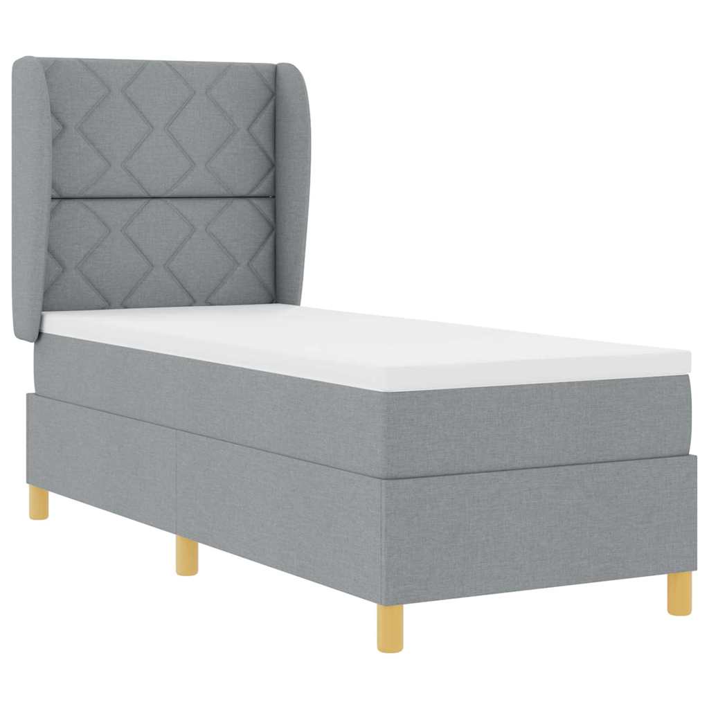 Box spring seng med madras Lysegrå 200 x 80 cm Stof