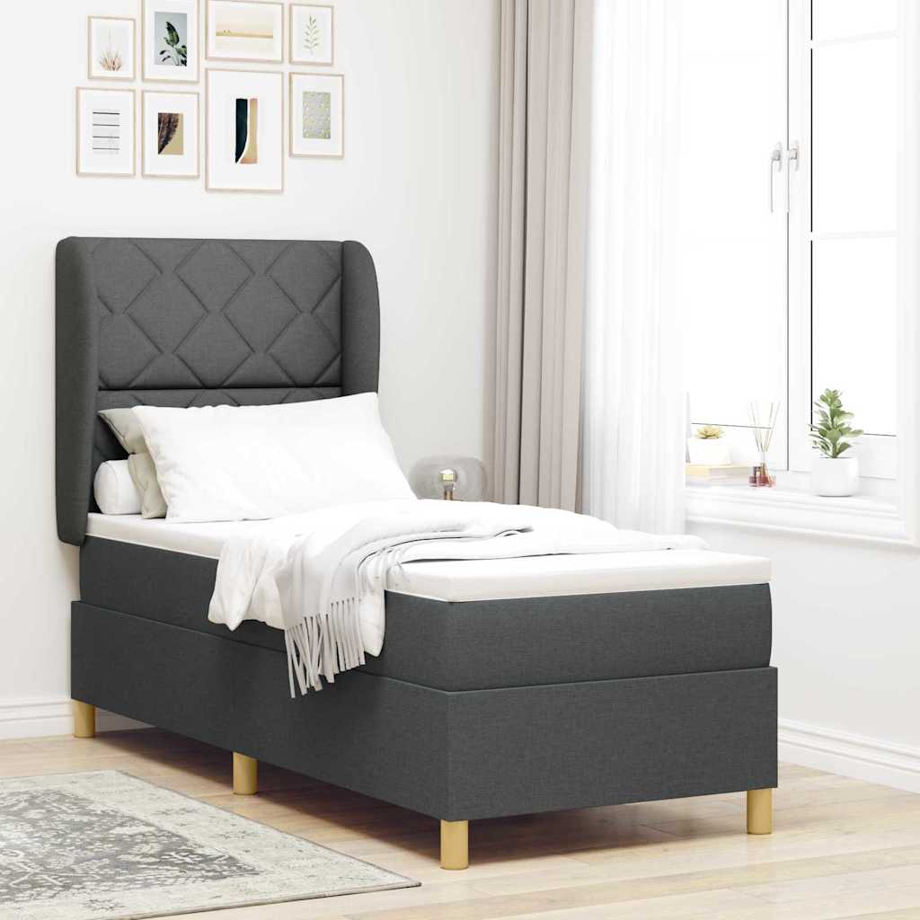 Box spring seng med hovedgærde Mørkegrå 200 x 80 cm Stof