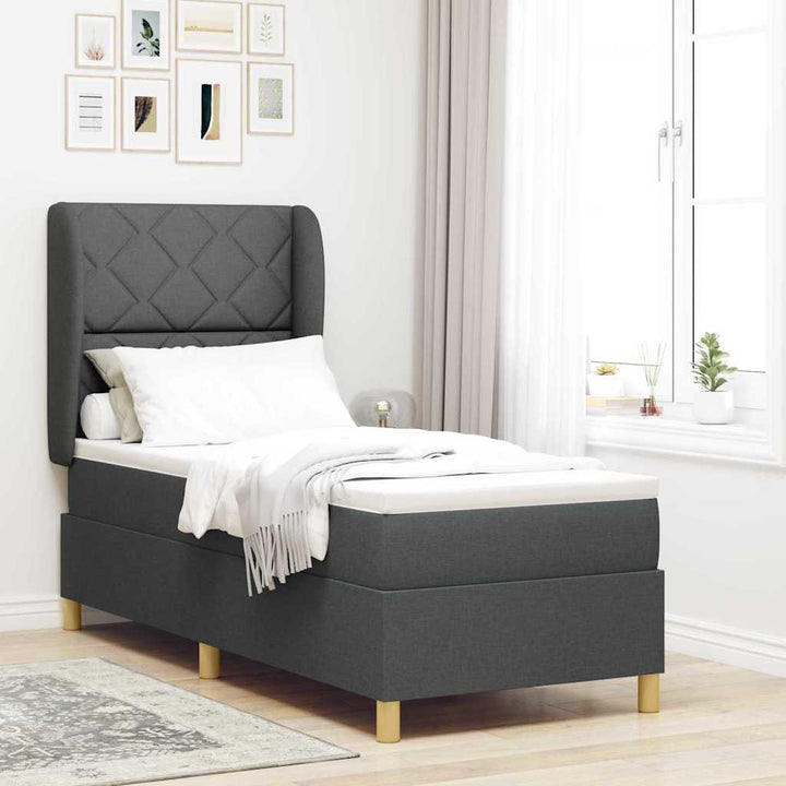 Box spring seng med hovedgærde Mørkegrå 200 x 80 cm Stof