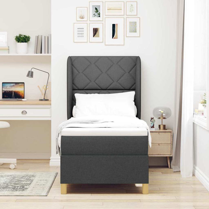 Box spring seng med hovedgærde Mørkegrå 200 x 80 cm Stof