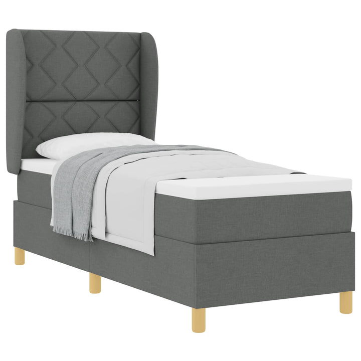 Box spring seng med hovedgærde Mørkegrå 200 x 80 cm Stof