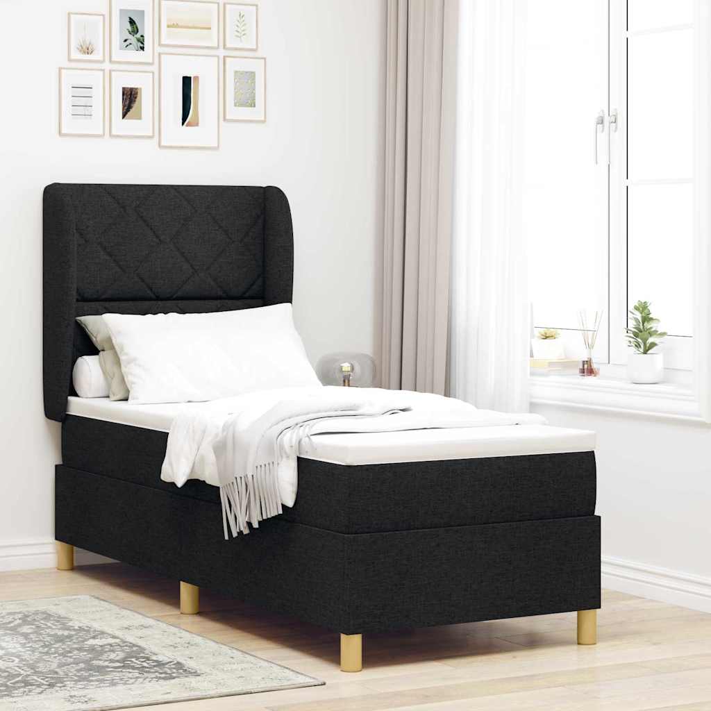 Box spring seng med hovedgærde Sort 200 x 80 cm Stof