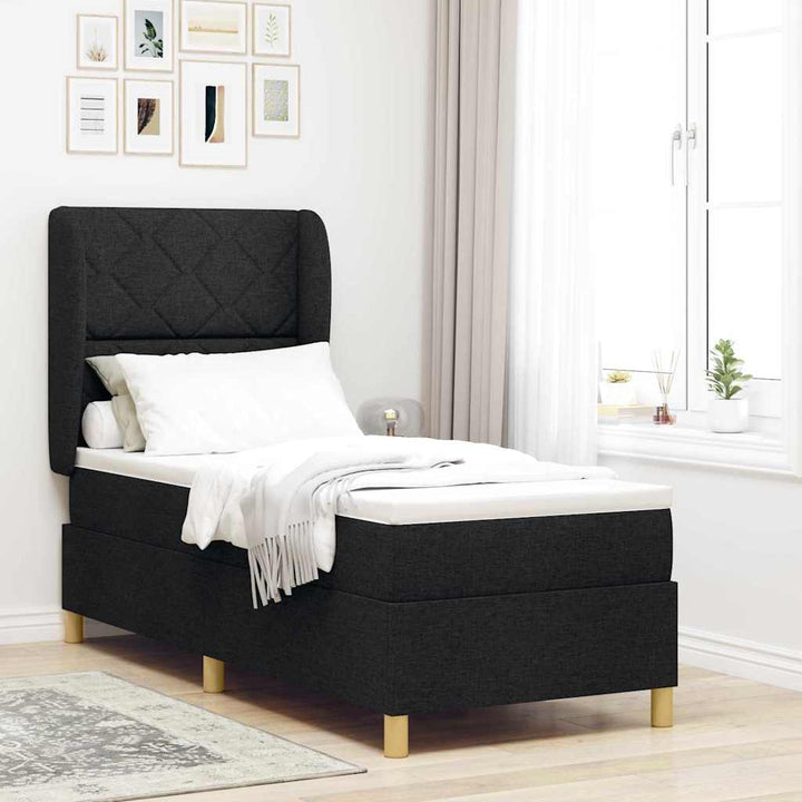 Box spring seng med hovedgærde Sort 200 x 80 cm Stof