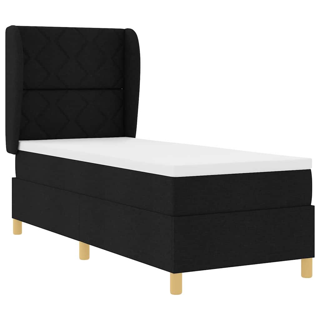 Box spring seng med hovedgærde Sort 200 x 80 cm Stof