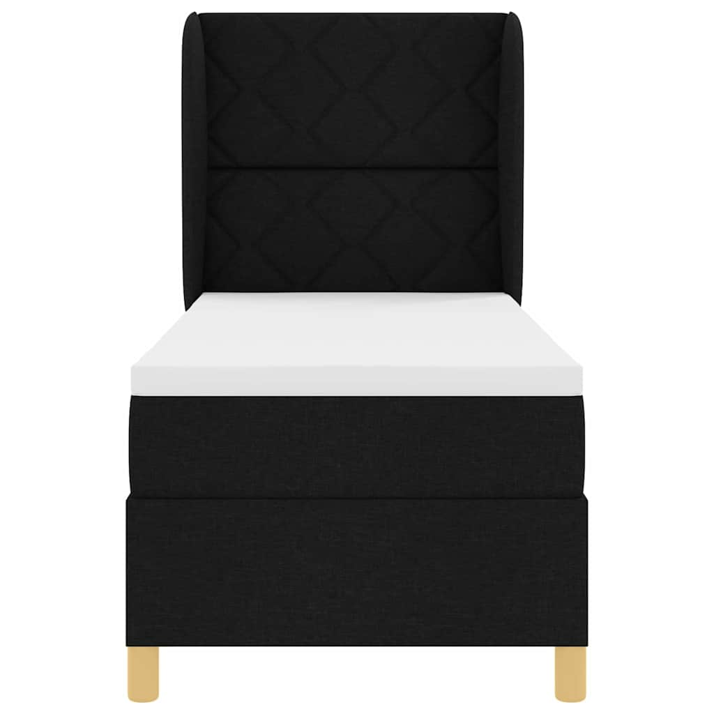 Box spring seng med hovedgærde Sort 200 x 80 cm Stof