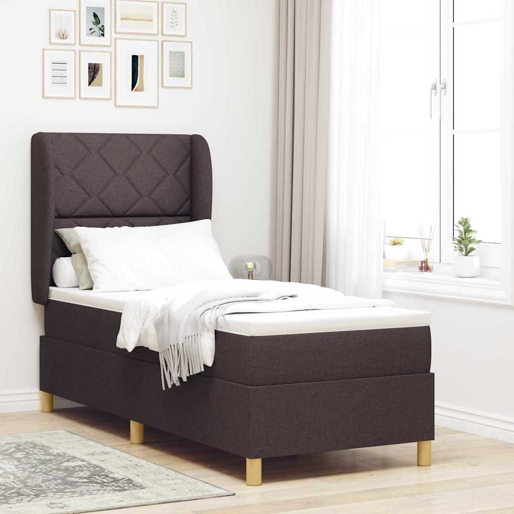 Box spring seng med pude Mørk Brun 200 x 80 cm Stof