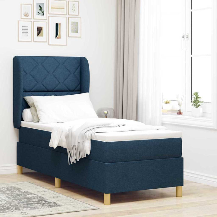 Box spring seng med hovedgærde Blå 200 x 80 cm Stof