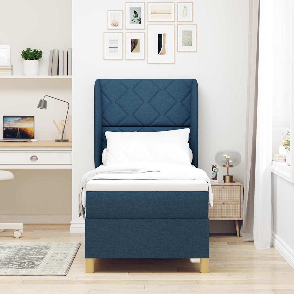 Box spring seng med hovedgærde Blå 200 x 80 cm Stof