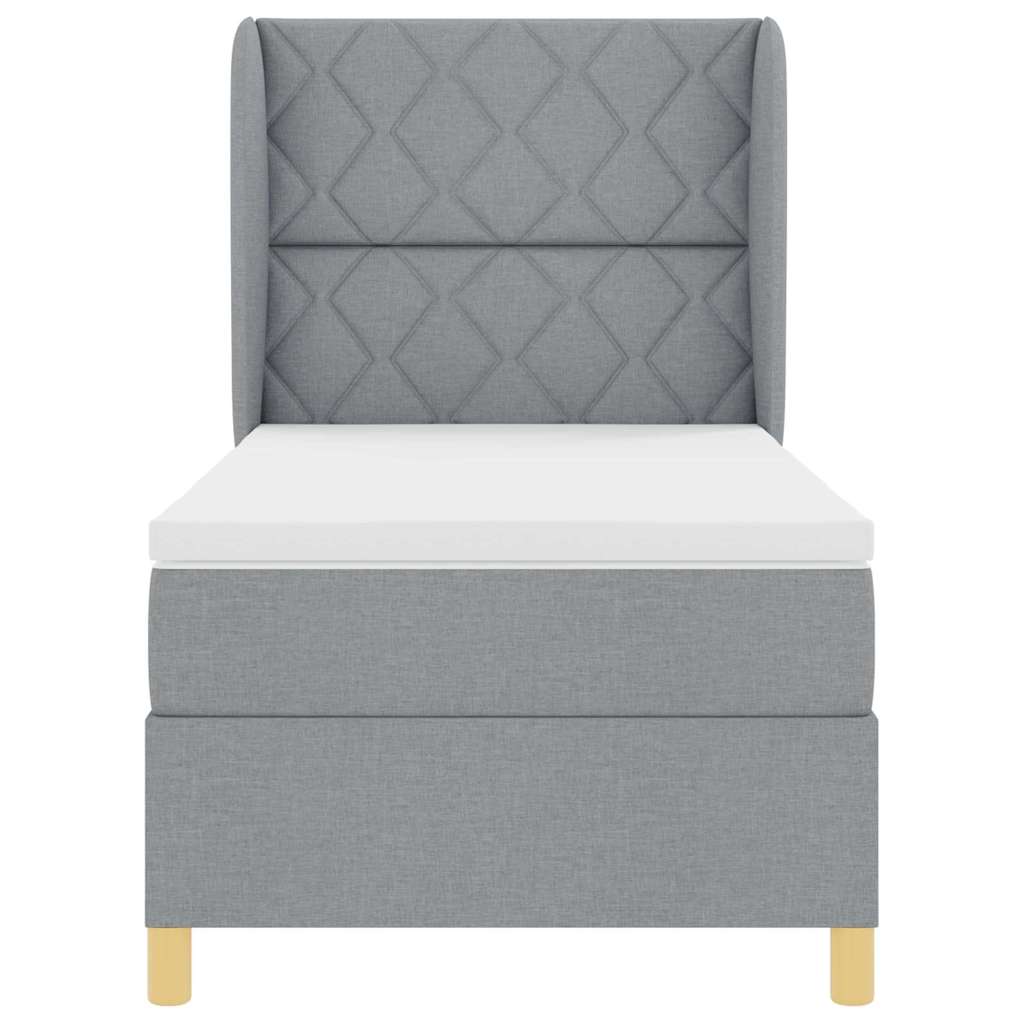 Box spring seng med hovedgærde Lysegrå 190 x 90 cm Stof