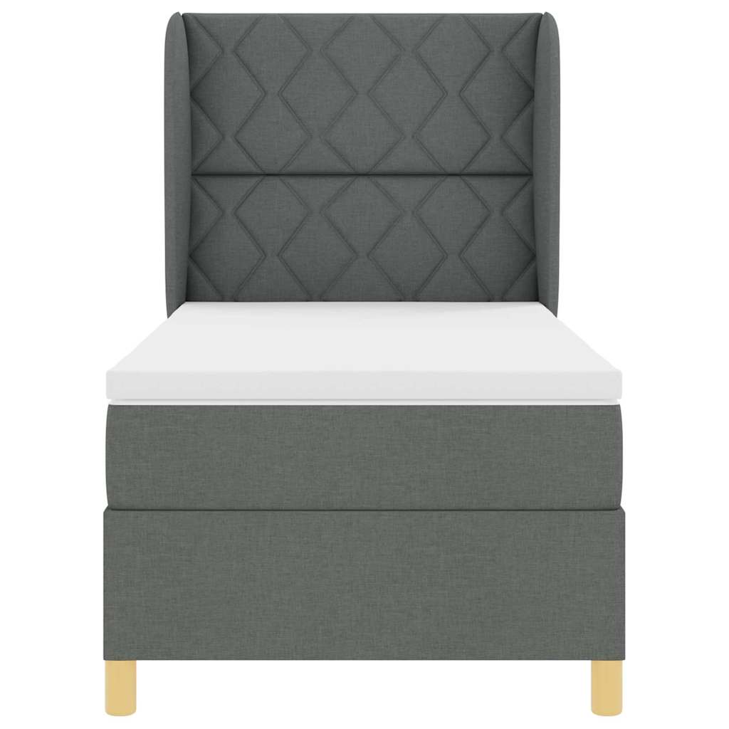 Box spring seng med hovedgærde Mørkegrå 190 x 90 cm Stof