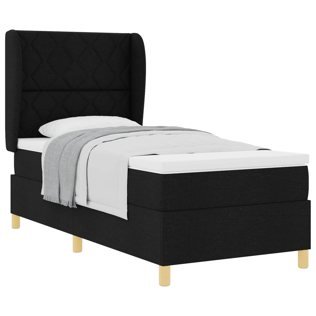 Box spring seng med hovedgærde Sort 190 x 90 cm Stof