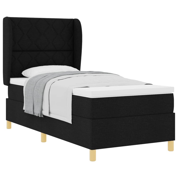 Box spring seng med hovedgærde Sort 190 x 90 cm Stof