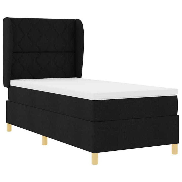 Box spring seng med hovedgærde Sort 190 x 90 cm Stof