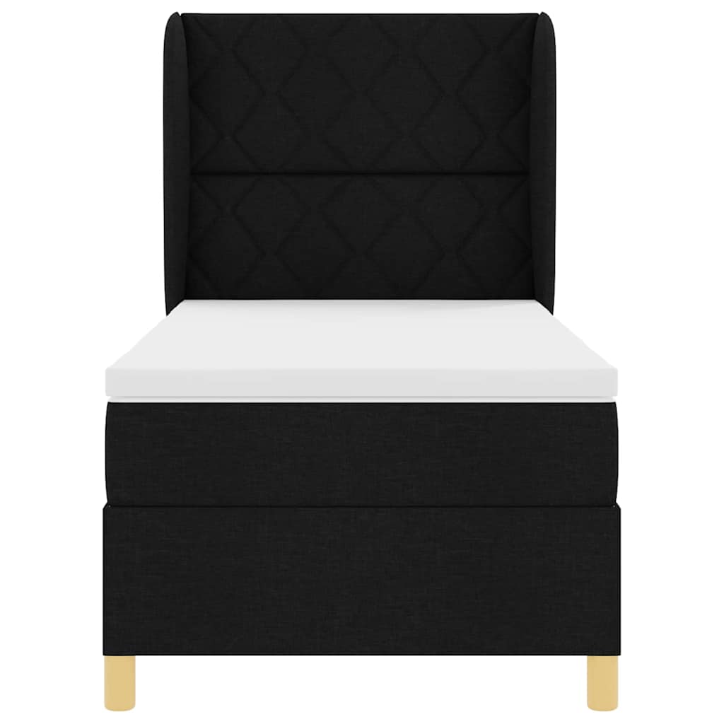 Box spring seng med hovedgærde Sort 190 x 90 cm Stof