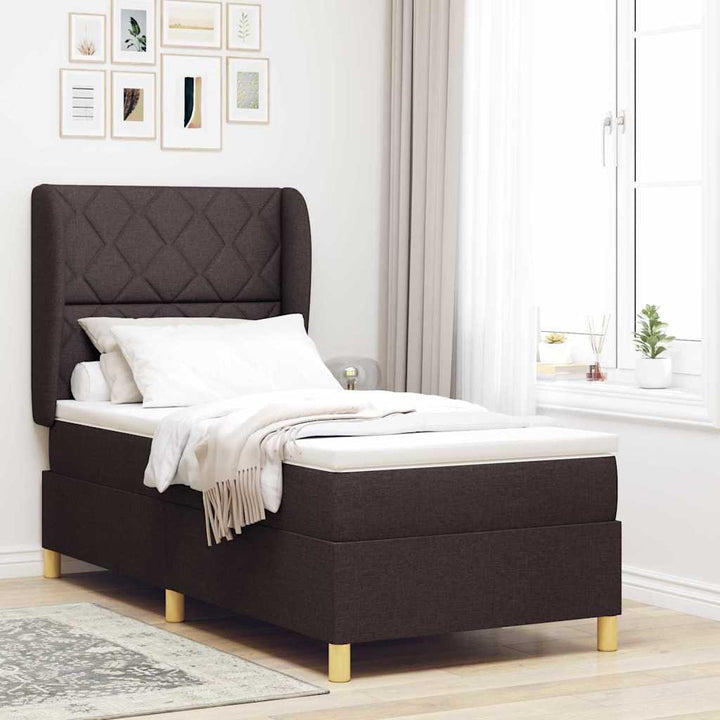 Box spring seng med hovedgærde Mørk Brun 190 x 90 cm Stof