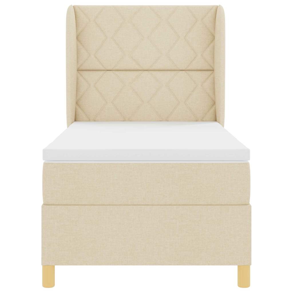 Box spring seng med hovedgærde Creme 190 x 90 cm Stof