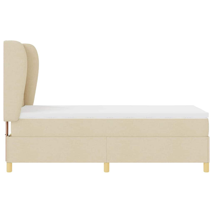 Box spring seng med hovedgærde Creme 190 x 90 cm Stof