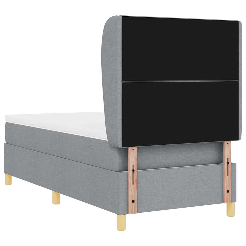 Box spring seng med hovedgærde Lysegrå 200 x 90 cm Stof