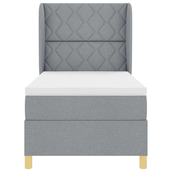 Box spring seng med hovedgærde Lysegrå 200 x 90 cm Stof