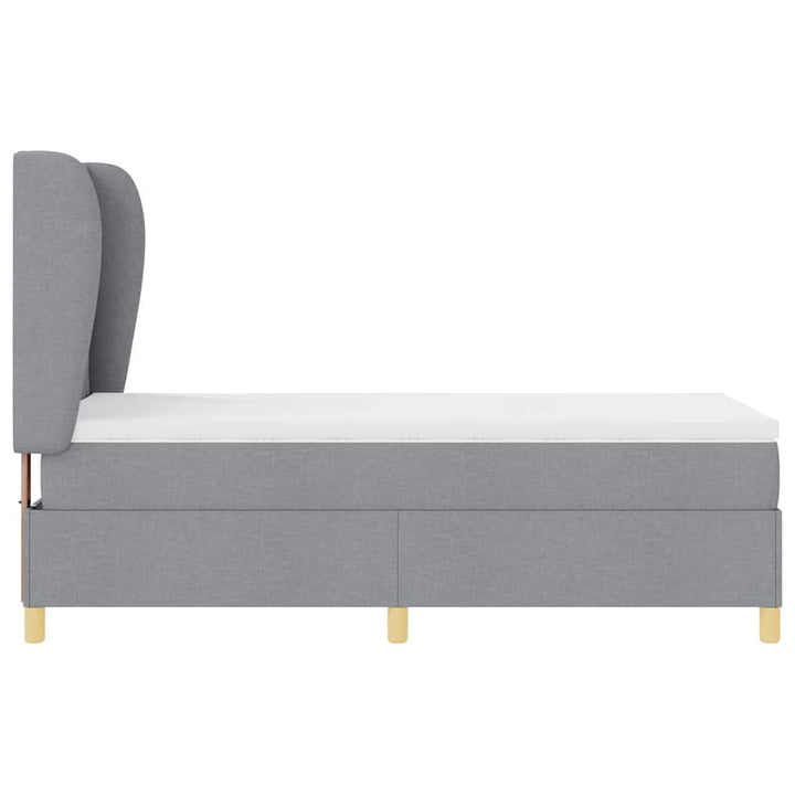 Box spring seng med hovedgærde Lysegrå 200 x 90 cm Stof