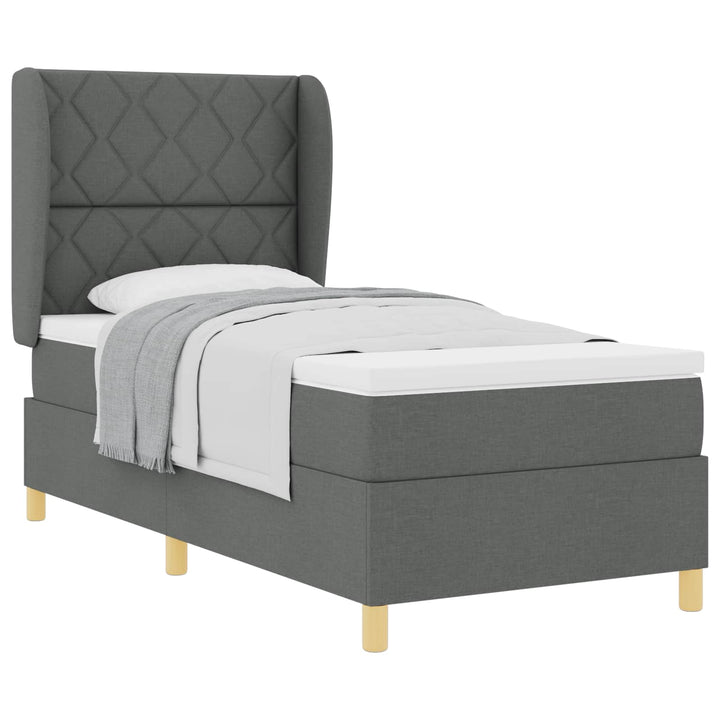Box spring seng med hovedgærde Mørkegrå 200 x 90 cm Stof