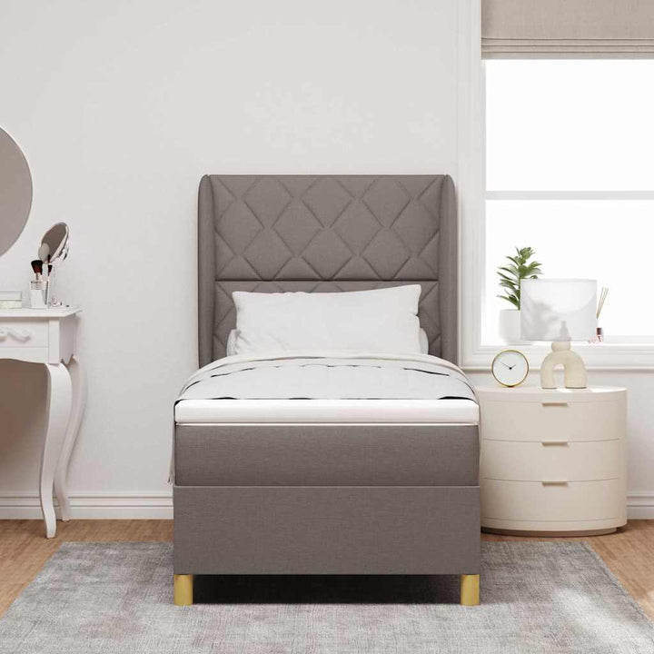 Box spring seng med hovedgærde Gråbrun 200 x 90 cm Stof