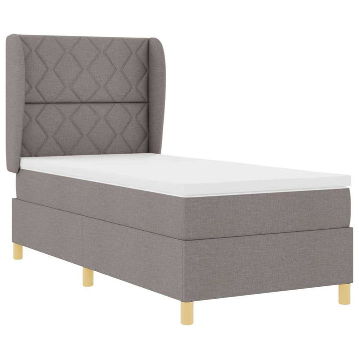 Box spring seng med hovedgærde Gråbrun 200 x 90 cm Stof