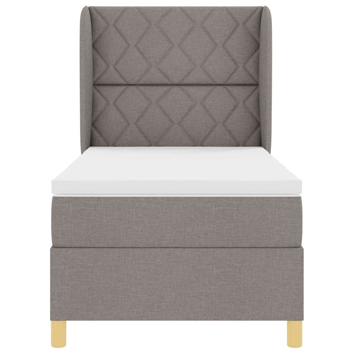Box spring seng med hovedgærde Gråbrun 200 x 90 cm Stof