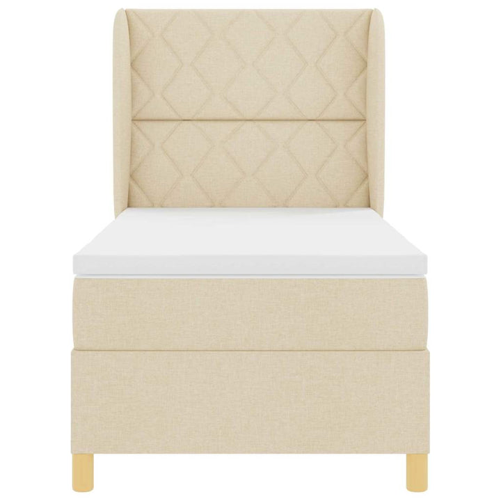 Box spring seng med hovedgærde Creme 200 x 90 cm Stof