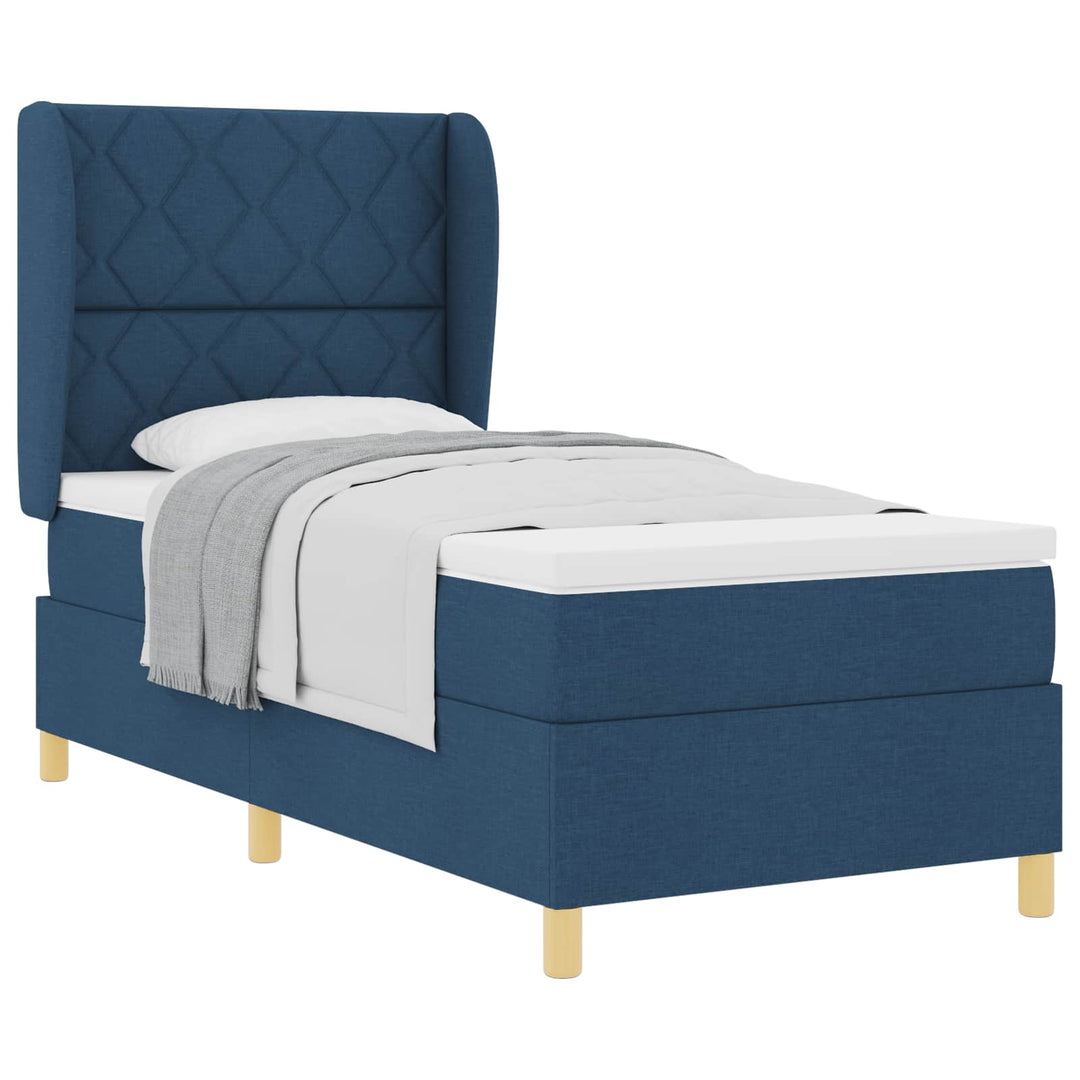 Box spring seng med hovedgærde Blå 200 x 90 cm Stof
