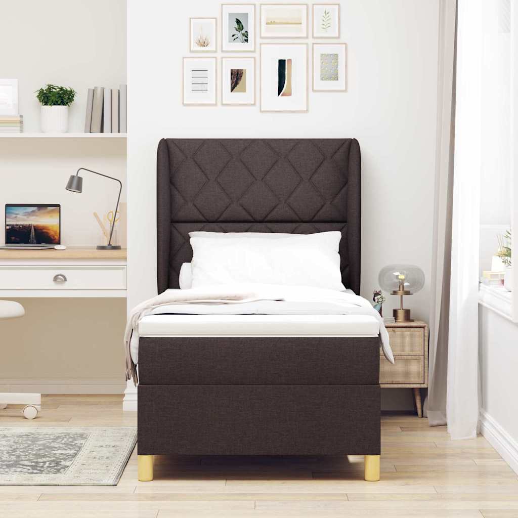 Box spring seng med madras Mørk Brun 200 x 100 cm Stof