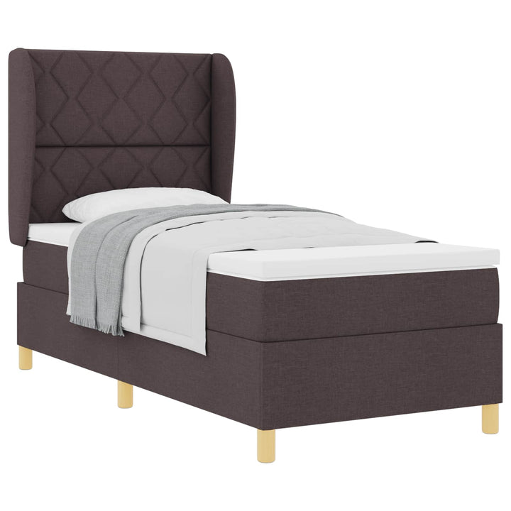 Box spring seng med madras Mørk Brun 200 x 100 cm Stof