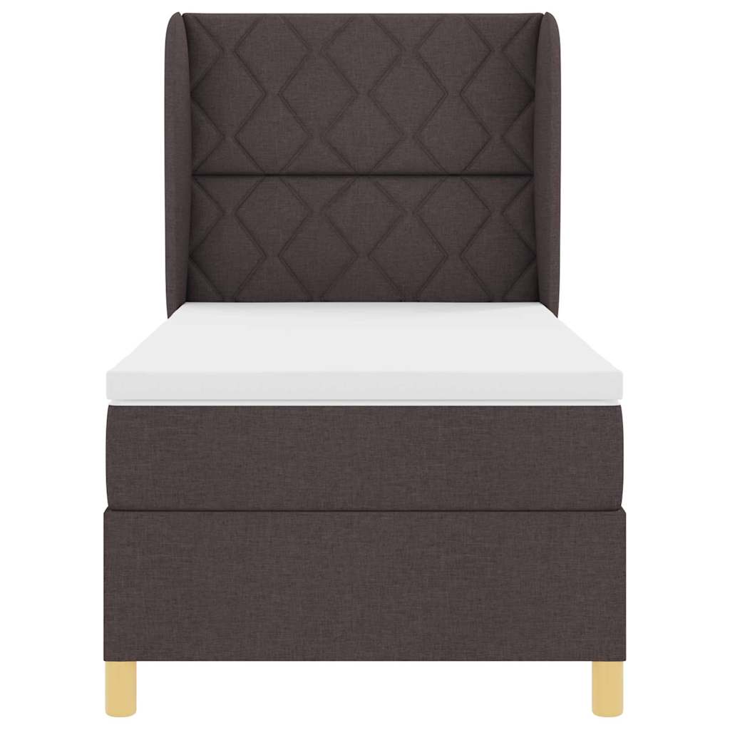 Box spring seng med madras Mørk Brun 200 x 100 cm Stof