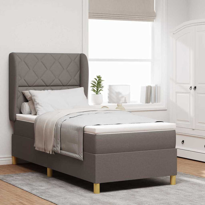 Box spring seng med hovedgærde Gråbrun 200 x 100 cm Stof