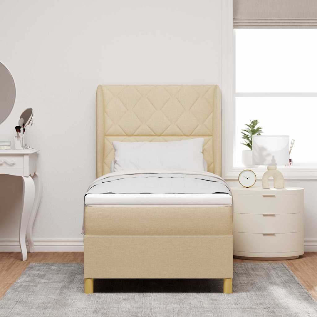 Box spring seng med madras Creme 200 x 100 cm Stof