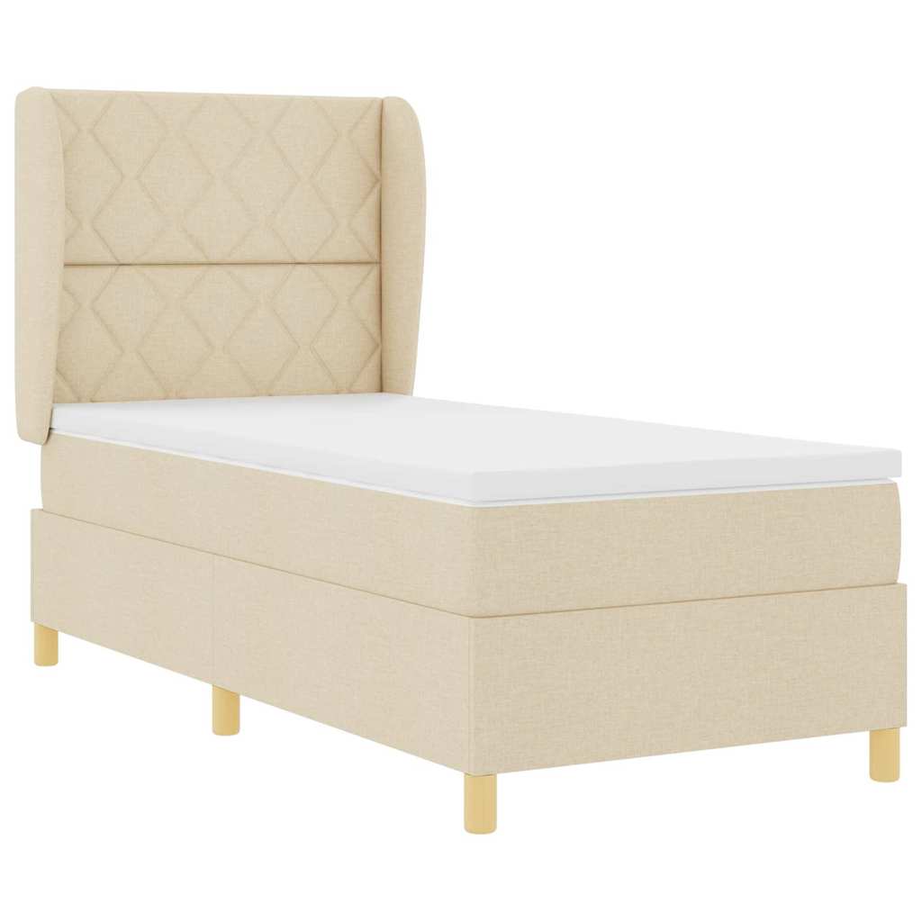 Box spring seng med madras Creme 200 x 100 cm Stof