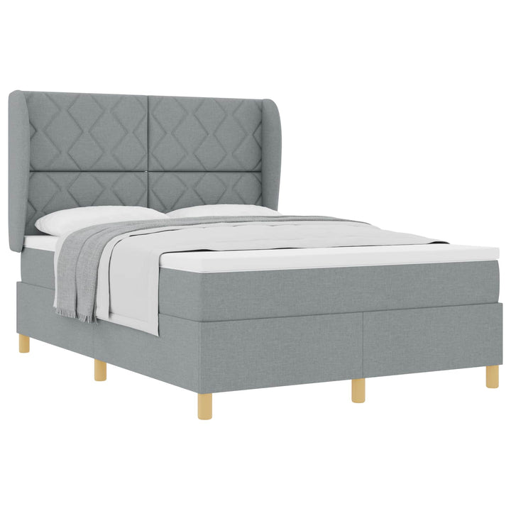 Box spring seng med hovedgærde Lysegrå 190 x 140 cm Stof