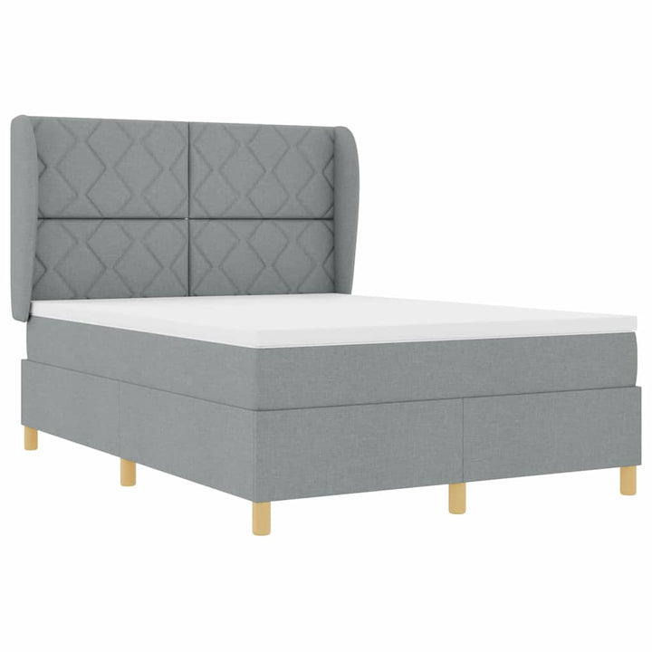 Box spring seng med hovedgærde Lysegrå 190 x 140 cm Stof