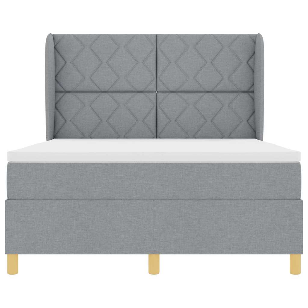 Box spring seng med hovedgærde Lysegrå 190 x 140 cm Stof