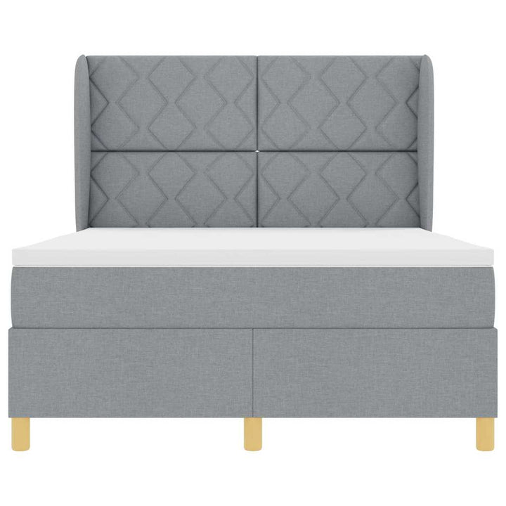 Box spring seng med hovedgærde Lysegrå 190 x 140 cm Stof