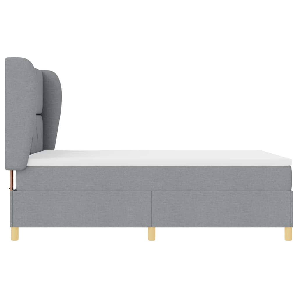 Box spring seng med hovedgærde Lysegrå 190 x 140 cm Stof